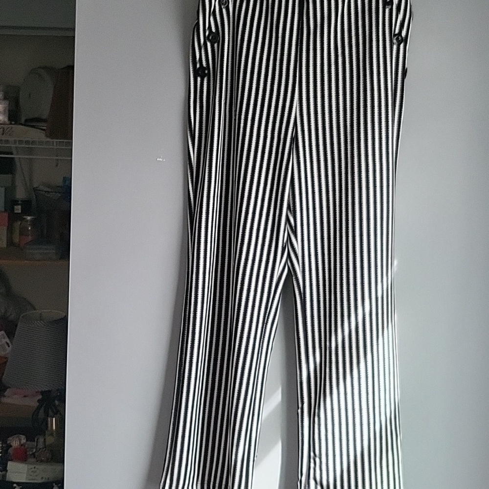 Cato black and white striped cabana style pants